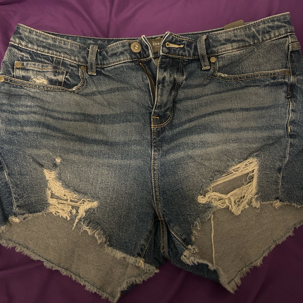 Torrid Blue Distressed Jean Shorts